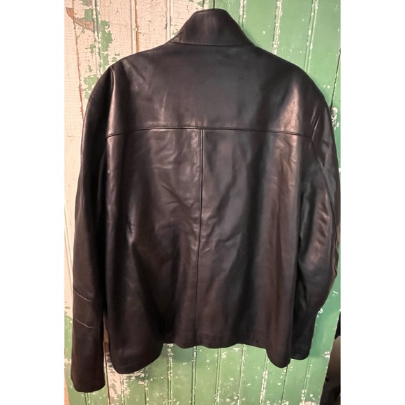 Cole Haan Unisex Sleek Black Leather Jacket Lambskin - Picture 3 of 12